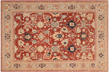 handmade Traditional Kafkaz Chobi Ziegler Rust Blue Hand Knotted RECTANGLE 100% WOOL area rug 8 x 10